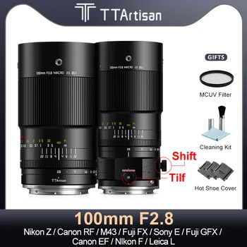 TTArtisan 100mm f2.8 Tilt-Shift Full Frame 2X Makro Objektív pre Sony E Fuji XF GFX Leica L Canon RF EF Nikon Z F M43 DSLR Fotoaparát
