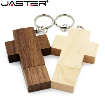 JASTER (zadarmo vlastné logo) drevený kríž, USB 2.0, usb flash disk keychain kl ' úč 4 GB 8 GB 16 GB 32 GB, 64 GB darček zákazníka, LOGO