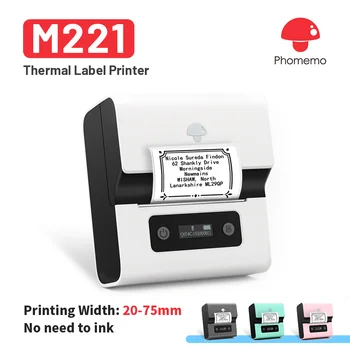 Phomemo M221 75mm Label Maker Tlačiareň Inkless Bluetooth Štítok Prenosné Tepelné Tlačiarne Labeler Pre Kancelárie, Domova, Obchod Maloobchod Použitie