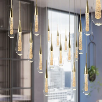 Nové Led Nordic light luxusné krištáľový luster tvorivé spálňa moderný jednoduchý osobnosti kvapka vody