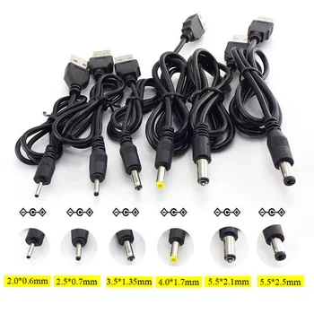 Zadajte Male USB Port DC 5V 2.0*0.6 mm 2,5*0.7 mm 3.5*1.35 mm 4.0*1.7 mm 5.5*2.1 mm 5.5*2,5 mm Konektor Jack Napájací Kábel Konektor