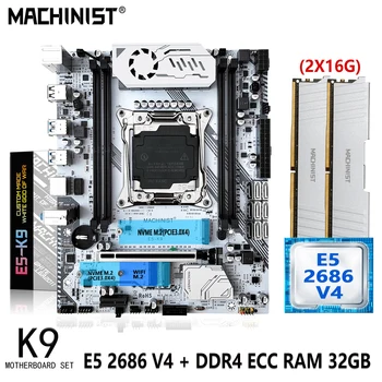 STROJNÍK X99 Nastaviť Doske Auta Xeon E5 2686 V4 LGA CPU 2011-3 32GB(2*16 G) DDR4 ECC RAM Pamäť Nvme M. 2 Sata 3.0 M-ATX K9