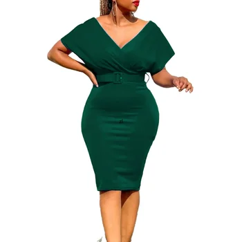 Elegantné Bodycon Midi Šaty Afriky Šaty pre Ženy 2023 Jar Leto Sexy Pás Vysoký Pás Obväz Župan Femme Afriky Oblečenie