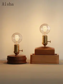 Edison Volfrámových Drôtov Stolná Lampa Americký Masívneho Dreva Stolná Lampa Retro Štúdia Ploche Dekorácie Stola Čítanie Atmosféru Spálne Lampa
