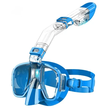 NÁRAST-2X Maska Šnorchel Skladacia Potápačská Maska Set S Dry Top Systém A Mount Kamery, Anti-Fog okuliare a šnorchel-Modrá