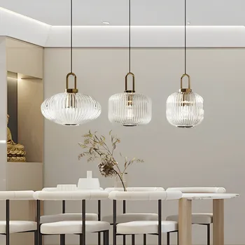 Nordic Minimalistický Sklenený Prívesok Svetlo Japonské LED Luster Lampy, Jedáleň, Kuchyňa, Nočné Domáce Dekorácie, Závesné Svetlo