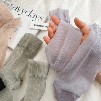 Priedušná Pohodlné Elastické Farbou Gázy Sklo, Hodvábne Pančuchy Kórejský Štýl Ponožky Transparentné Ženy Tenké Ponožky