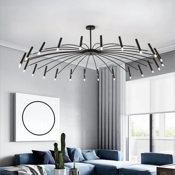 Postmoderných Luster Jednoduché Čierne Nordic Lampa Osobnosti Obývacia Izba Jedáleň Svetlo Modelu Dom Dekorácie G9 LED