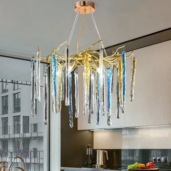 Nordic crystal stropný luster obývacia izba krištáľový luster v kuchyni domova prívesok svetlá jedáleň LED lustre