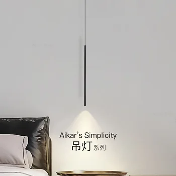 Spálňa posteli luster minimalistický lineárne ultra jemné linky svetlo Nordic štýl moderný minimalistický spálňa izba svetlo