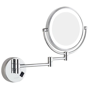 GURUN 8-Palcový Chrome 360 Otočiť Stenu Mounte Osvetlené LED Nástenné Toaletné make-up Zrkadlá S 3/5/7/10X Magnificating Kúpeľňa