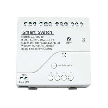 2X 4CH Zigbee Smart Light Switch Modul AC 85-250V RF433 Prijímať 10A Relé Pracovať S Alexa Asistent,Tuya Inteligentný Život