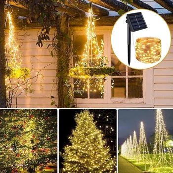 LED Solárne Víla String Svetlá Nepremokavé Vonkajšie Záhradné Dekorácie Medený Drôt Svetlo Na Vianoce Dvore Deco