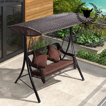 Vonkajšie swing stoličky dvojité nádvorie balkón dvore železa hojdacia tkanie ratanový záhradný voľný čas