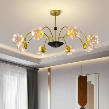Moderné LED Lustre Pre Obývacia Izba, Spálňa Štúdia Kuchyňa Lampara Techo Domáce Dekorácie Vnútorné Osvetlenie 3 4 5 6 8 Svetla Sklo