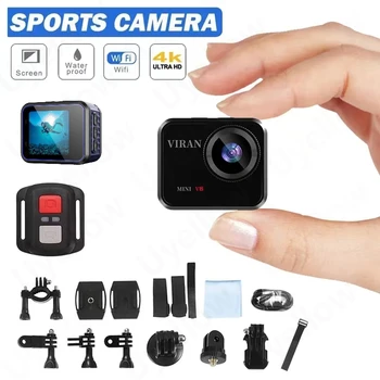 Wifi Mini Akcia Fotoaparát V8 4K HD 60FPS s Diaľkovým ovládaním Displej Nepremokavé DV Športové Kamery, Disk, Záznamník Bezdrôtové Kamery