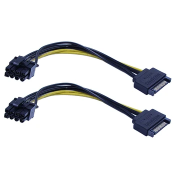 10 KS Nových 15 kolíkový SATA Mužov 8Pin(6+2) PCI-E Napájacieho Kábla 20 cm SATA Kábel 15-Pin 8-Pin Kábel 18AWG Drôt