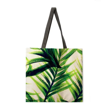 Nové zelené rastliny tlač kabelka, taška cez rameno lady veľké kabelky lady voľný čas voľný čas nakupovanie kabelka vonkajšie