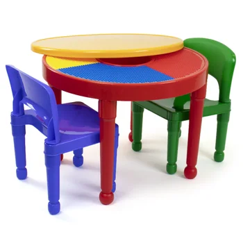 BOUSSAC Deti 2-v-1 Plastové Suché Vymazať A Činnosť Stôl A 2 Stoličky Nastaviť, Červená, Zelená a Modrá