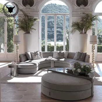 Moderné svetlo luxusné talianske arc multi-osoba gauč vlastný apartmán veľký gauč villa plný matné kožená sedačka zmes