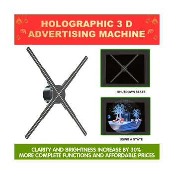 3D Hologram, Projektor, Wifi Aplikácie Ovládanie Led Displej Prihlásenie Logo Hologram Ventilátor Nástenné Reklamné Stroj NÁS Plug