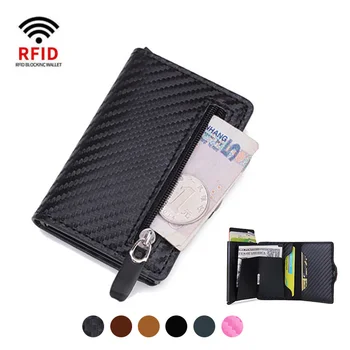Carbon Fiber RFID Blokovanie Peňaženky Smart Karty Držiak pre Mužov, Tenký Mini Slim Magic Peňaženky Malé Peniaze Taška Carteras Peňaženky Mužov