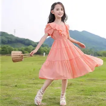 Letné Jarné Oblečenie Pre Dievčatá jednofarebné Šaty Pre Dospievajúce Dievčatá Oblečenie Oblečenie detské Oblečenie 8 10 12 Rok