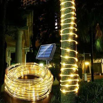 LED Vonkajšie Solárne Lampy 50/100/200 Led Lano Trubice String Svetlo Víla Sviatok Vianočný Večierok Solárne Záhradné Nepremokavé Svetlá