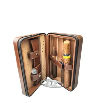 4pcs Cigary Humidor Box Travelorginizer bez Fréza Ľahšie Kožené Cédrové Drevo, Fajčenie Príslušenstvo Skladovanie