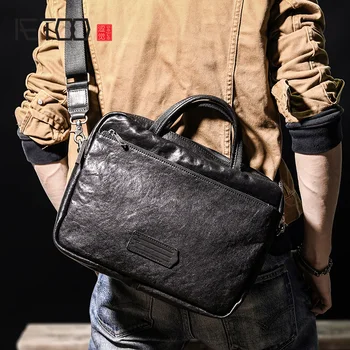 AETOO prvá vrstva coyote muž strane jednej taška cez rameno, jednoduché horizontálne štýl aktovky, bežné kabelky, kožené počítač taška