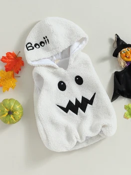 Dieťa Unisex Útulný Halloween Kostým Tekvica Tlač s Kapucňou Jumpsuit Cosplay Oblečenie pre Novorodencov