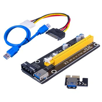 Pre Ver006 PCI-E Stúpačky 6Pin-SATA Napájací Kábel, Grafická Karta Predlžovací Kábel USB 3.0 Predlžovací Kábel PCIEX1 do PCIE X16 Modrá Čierna