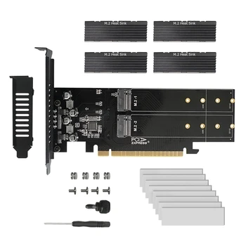 Pcie, Aby M2 Kartu Adaptéra PCIE X16 4 Port M2 NVME M Kľúč SSD Pridať Na Kartu PCI Express Rozširujúca Karta S Chladiča