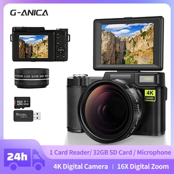 G-Anica 4K Digitálny Fotoaparát 48MP Vlogging Kamery, Kamery S 16x Digitálny Zoom Fotoaparát Pre Začiatočníkov Fotografie