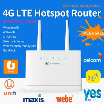 R311 4G LTE Router Externé Antény 300Mbps Mobile Hotspot s SIM Karta, Slot na Internet Fast Ethernet Porty pre Domáce