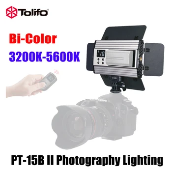 Tolifo PT-15B II LED Video Svetlo 2.4 G Wirelesss Diaľkové Ovládanie Bi-Color 3200K-5600K Fotografie Panel na Čítanie s Barndoors