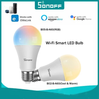 SONOFF B02-BL/B05-BL/A19 WiFi Smart LED Žiarovka E27 E26 Stmievateľné RGBW Lampa EWeLink Smart Home Automation Podporu Alexa Domovská stránka Google