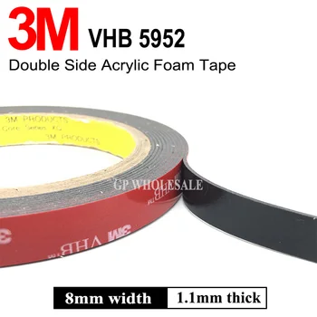 3M VHB 5952 Black Ťažkých Montážna Páska Obojstranná Lepiaca Akryl Penové Pásky 8mmx3Mx1.1mm