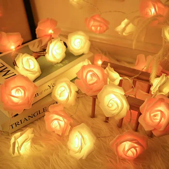 1,5 M 10 led Girlandy AA Batériu, LED Rose Vianočné Osvetlenie Dovolenku String Svetlá Nový Rok Svadobné Dekorácie Kvet Žiarovky LED Lampa