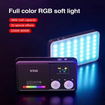 UURIG VRIG FD140 Video Light Panel RGB LED Svetlo Fotoaparátu 2500K-9000K pre ZRKADLOVKY Videokamery Smartphone Vyplniť Svetla
