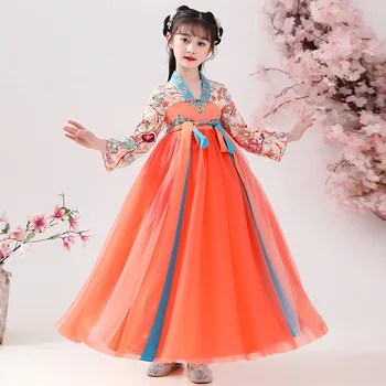 Dievčatá Hanfu Šaty Princezná Deti Jar Leto Tradičné Cosplay Tang Kostýmy Retro Dlho Tylu Šaty Festival Confucian Šaty