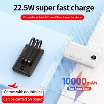 22.5 W Power Bank Digitálny Displej 10000mAh Super Rýchle Nabíjanie Prenosných Poverbank Postavený v Kábel Typ C pre iPhone Xiao