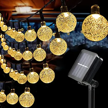 8 Režimov Slnečné Svetlo Crystal ball 5M-13M LED Reťazec Svetlá Vonkajšie Vence, Vianočné Dekorácie, Záhradný Svadobné Dekorácie, Lampy
