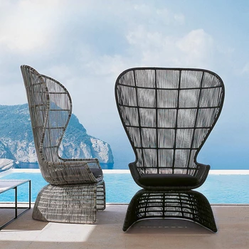 Prispôsobený tvorivé balkón dizajnér vzorky jeden operadla ratan stoličky vonkajší stôl stoličky voľný čas na čerstvom vzduchu ratanový nábytok