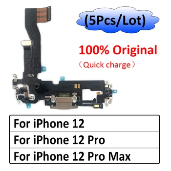 5 ks/Veľa, Pôvodný Pre iPhone 12 Pro Max 12 mini USB Nabíjací Port, Mikrofón Mikrofón Konektor Doku Rada Flex Kábel Opravy Dielov