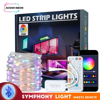 20m 65.5 ft 200 LED Bluetooth Led Víla String Svetlá S 44 Kľúče, Diaľkové Dreamcolor WS2812B RGBIC LED Pvc Medený Drôt Svetlá