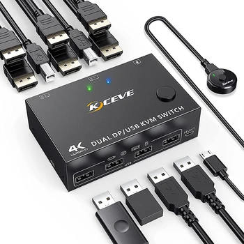 4K Dual DP/USB KVM Prepínač Internet Splitter Adaptér USB Rozbočovač Prepínač Hra Live Streaming Multi-funkčné rozšírenie/kópia obrazovky