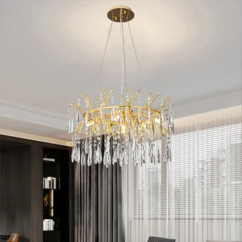 Francúzsky Luxus LED Krištáľové Lustre Moderné medi Stropné Závesné Lampy, lustre pre život Jedáleň Prívesok Svetlá