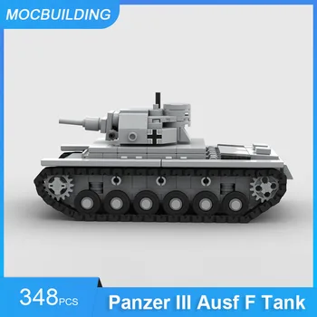 MOC Stavebné Bloky, Panzer III Ausf F Tank Model DIY Zhromaždiť Tehly Vojenských Vzdelávacích Tvorivé Deti, Hračky, Darčeky 348PCS