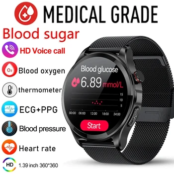 Zdravé hladiny Cukru v Krvi Smart Hodinky Mužov Bluetooth Hovor 360*360 HD Displej, Športové Tepovej frekvencie, Telesnej Teploty Smartwatch Pre Android